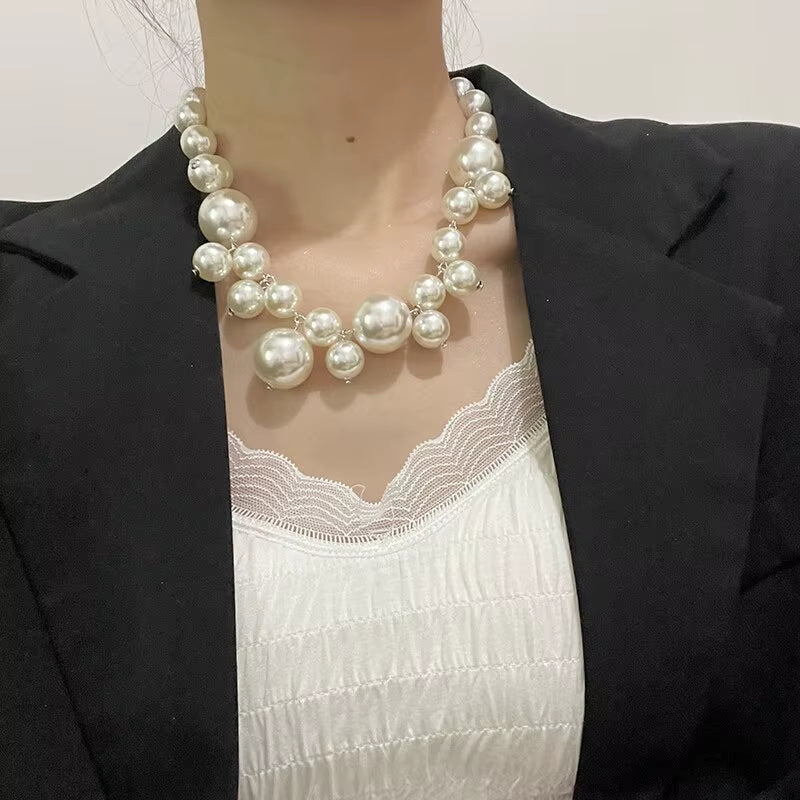 Elegant Imitation Pearl Women'S Necklace Big Pearls Beads Choker Necklaces Party Wedding Bride Necklace Jewelry Girls Gifts