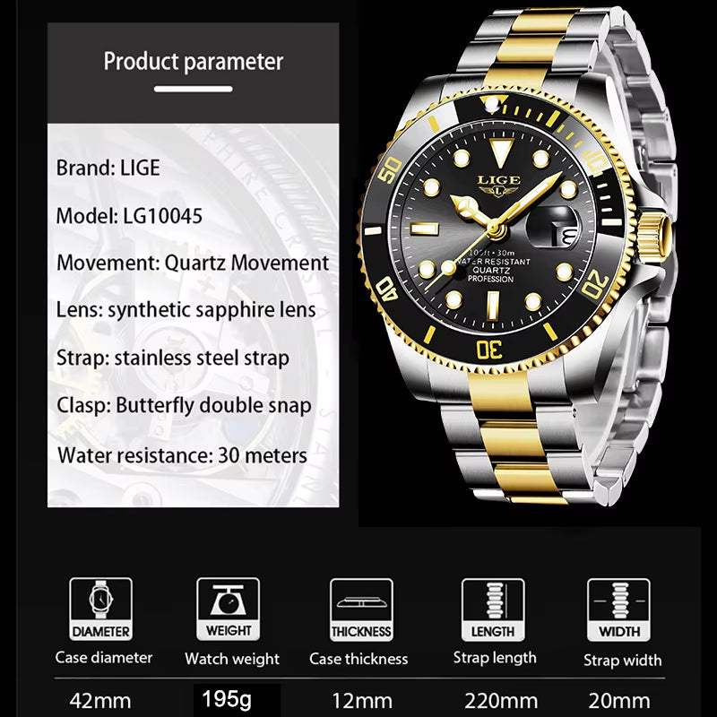 Reloj  Top Brand Luxury Fashion Diver Watch Men Waterproof Date Clock Sport Watches Mens Quartz Wristwatch Relogio Masculino