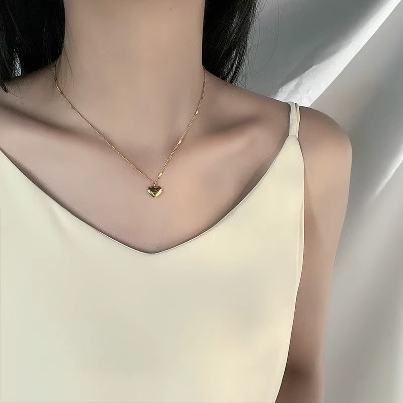 Summer Style Stainless Steel Love Necklace Clavicle Chain 18K Gold Color Necklace for Women Fashion Jewelry Gift