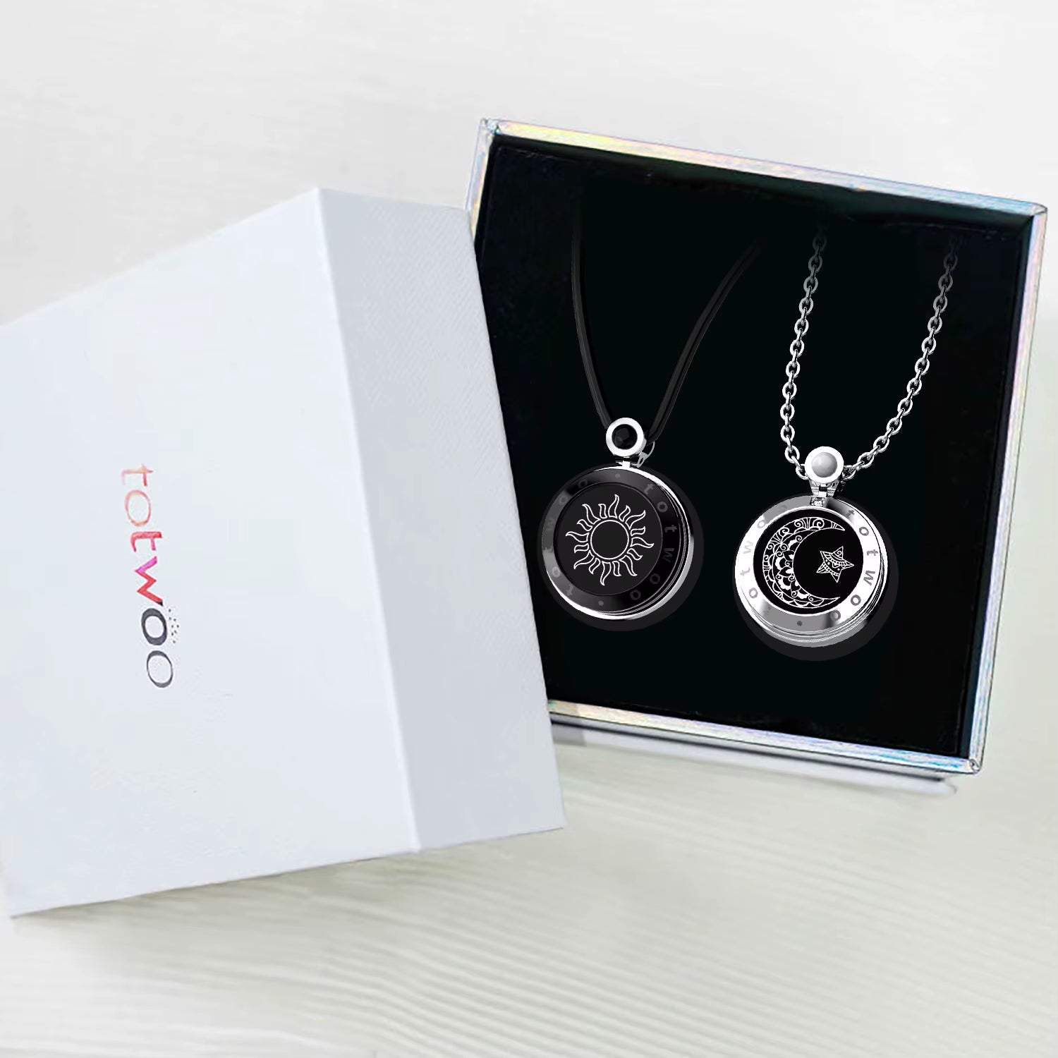 Totwoo Couple Touch Necklaces with Natural Agate for Long Distance Relationship Gifts