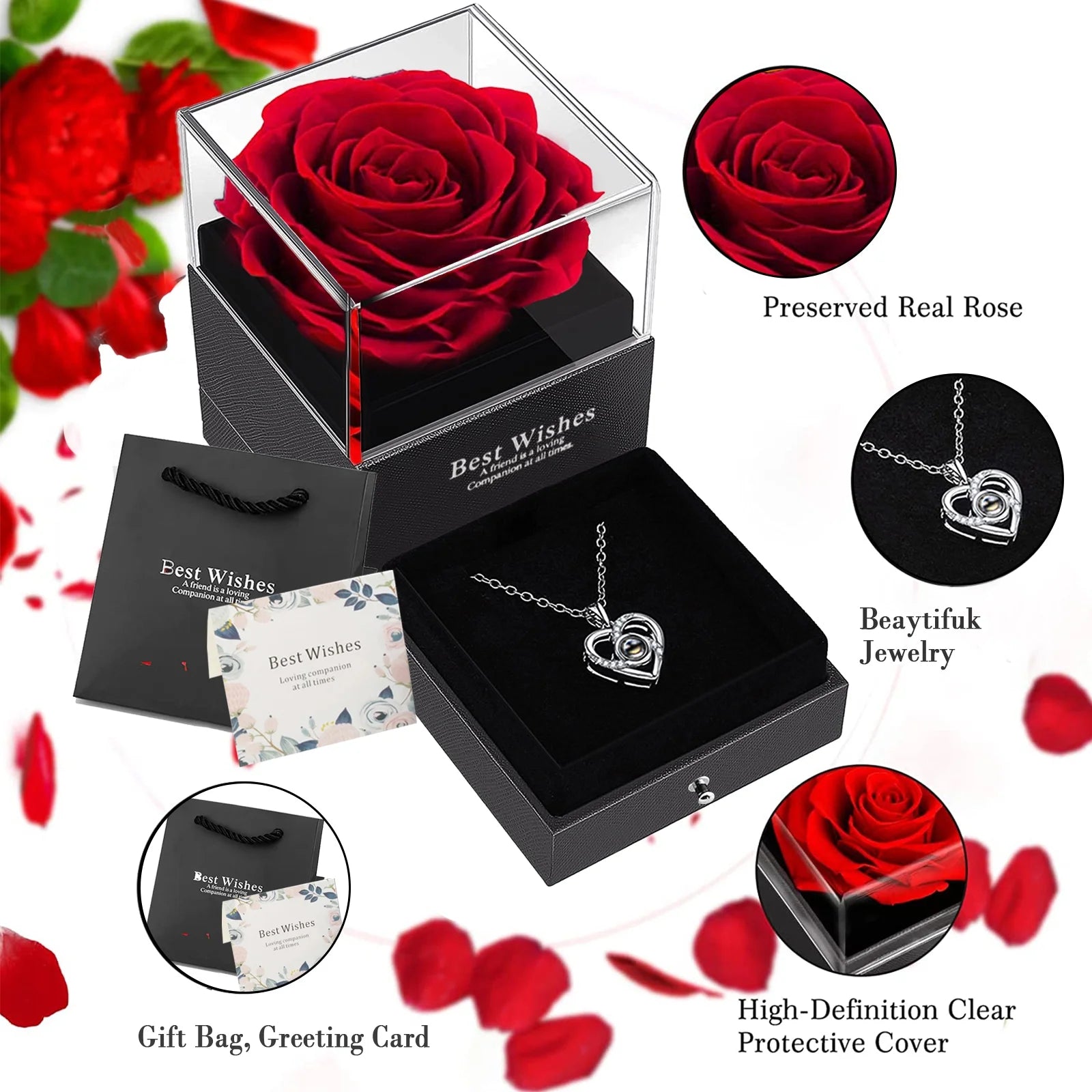 Red Rose Fashion Necklace, 18 Inches