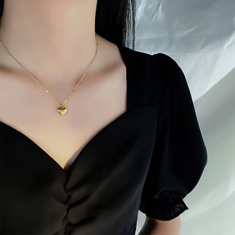 Summer Style Stainless Steel Love Necklace Clavicle Chain 18K Gold Color Necklace for Women Fashion Jewelry Gift