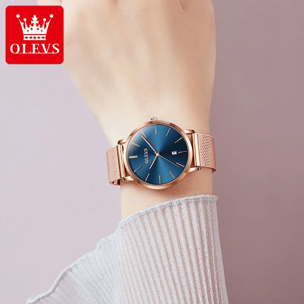 Watch Women Rose Gold Top Brand Luxury JAPAN Movement Quartz Ultra Thin Ladies Watch Calendar Date Necklace Watch Set