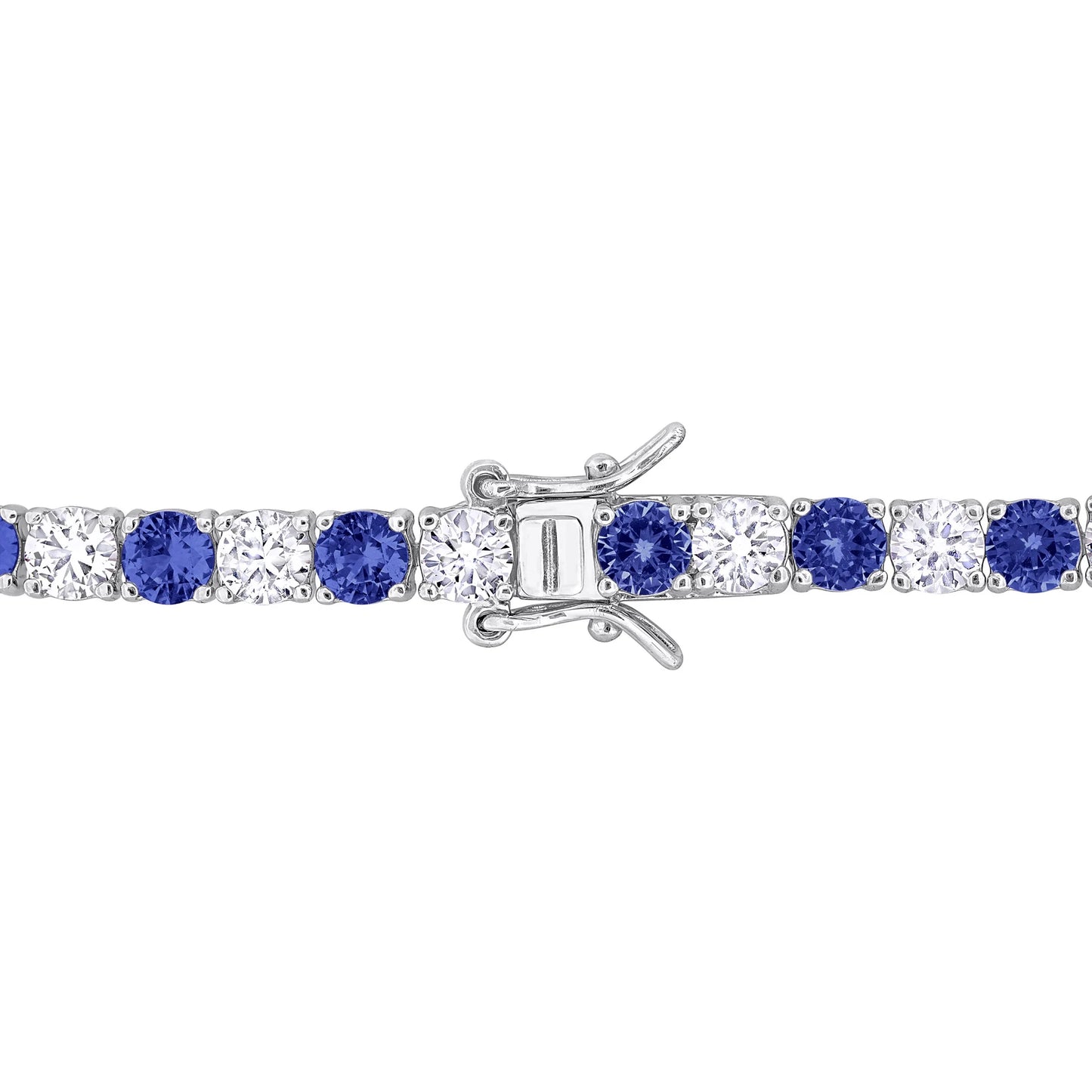 Miabella Women'S 14-1/4 Carat T.G.W. Created Blue & White Sapphire Sterling Silver Tennis Bracelet