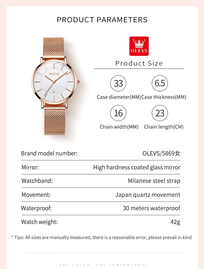 Watch Women Rose Gold Top Brand Luxury JAPAN Movement Quartz Ultra Thin Ladies Watch Calendar Date Necklace Watch Set