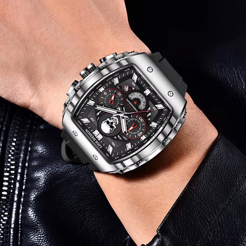 Top Brand Luxury Men Wristwatch Chronograph Waterproof Luminous Date Men Watches Silicone Strap Quartz Relogio Masculino